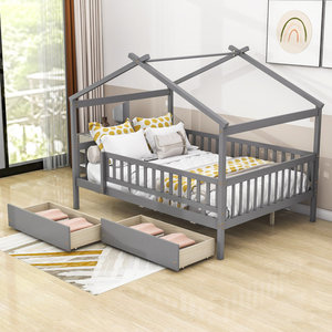 Cadre de <span class=keywords><strong>lit</strong></span> de maison en bois facile à assembler avec <span class=keywords><strong>tiroir</strong></span> de rangement Chambre à coucher Nodic <span class=keywords><strong>Montessori</strong></span> <span class=keywords><strong>Lit</strong></span> pour enfants - Product Image 6