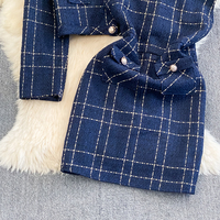 Veste avec ceinture gilet et fesses robe enveloppée ensemble deux pièces 2025 automne et hiver tempérament à manches longues Tweed
