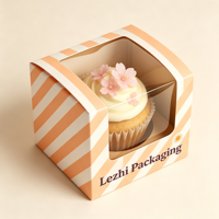 Caja de Embalaje Personalizada para Pasteles y Postres, Caja de Embalaje para Cupcakes para Llevar con Ventana Transparente, Caja de Papel para Pasteles de Grado Alimenticio