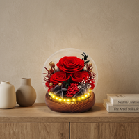 Rote Konservierte Rose unter Glaskuppel Ewige Blume Romantische Heimdekoration Geschenk für Frauen Hochzeitsdekoration Hochzeitsblumen