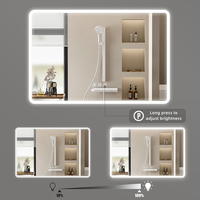 Miroir intelligent LED rectangulaire sans cadre moderne avec écran tactile et fonction anti-buée pour hôtels et villas