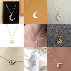 <span class=keywords><strong>Collana</strong></span> con ciondolo a forma di stella a <span class=keywords><strong>mezzaluna</strong></span> con gioielli da donna all'ingrosso <span class=keywords><strong>collana</strong></span> in argento Sterling 925 con luna e stella in oro 18 carati - Product Image 3