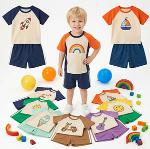 Venta al por mayor de peleles de algodón para bebés, estilos variados, listos para enviar, conjuntos de verano de 2 piezas para bebés, niñas y niños, lote en stock. - Product Image 3