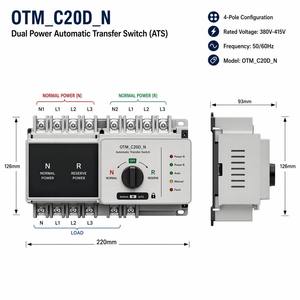 Interruttore di Trasferimento Automatico ABB Serie OTM 32-2500A 3P 4P ATS 230V 400V 690V con Protezione da Cortocircuito SCCR, Certificato CE IEC, Disponibile in Fabbrica - Product Image 3