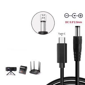 Cavo di Alimentazione USB Tipo <span class=keywords><strong>C</strong></span> PD a DC 5.5x2.5mm 9V 12V 15V 65W, Adattatore USB <span class=keywords><strong>C</strong></span> per Strisce LED, TV BOX, Telecamere, Router Wireless - Product Image 1