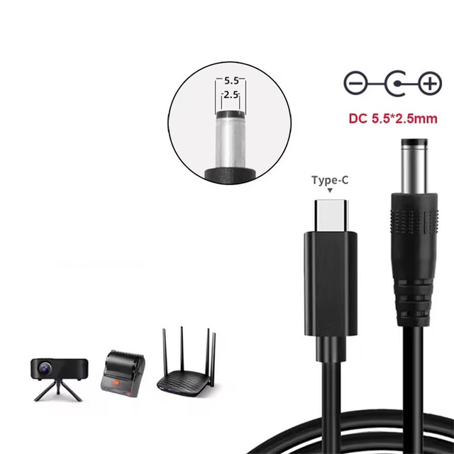 USB Type C PD to DC 5.5x2.5mm Power Supply Cable 9V 12V 15V 65W USB C Cable Adapter for LED Strip TV BOX Camera Wireless Router