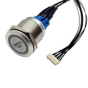 Conector de Botón Metálico Redondo Plano con LED Iluminado JST PH1.0, Arnés de Cables de 30AWG - Product Image 1