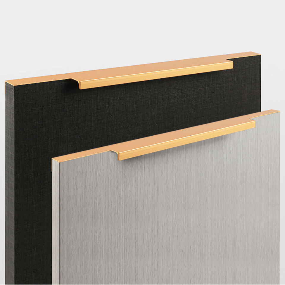 Black Pull Edge Handles L-Shape Aluminum Furniture Profile for Cabinets ...