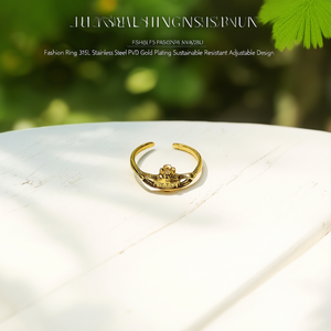 แหวนแฟชั่น สแตนเลสสตีล 316L ชุบทอง PVD ทนทาน ปรับขนาดได้ - Product Image 3