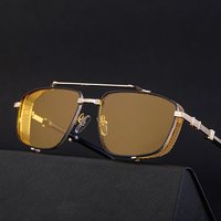 Partagas Fashion Vintage Steampunk Punk Style Logo personnalisé monture en métal Double pont UV400 nuances lunettes de soleil pour hommes lunettes de soleil