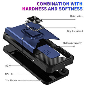 Armor Card Slot Holder Case para <span class=keywords><strong>Samsung</strong></span> Galaxy A55 A35 A25 A15 A54 A34 A14 5G A53 A52 A72 Ring Stand Camera Privacy Case - Product Image 2