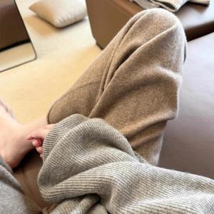 Pantalones Anchos de Punto de Cintura Alta, Estilo Informal y Cálido para Mujer, Estilo de Pierna Recta, Otoño Invierno - Product Image 5