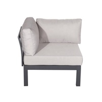 Sofá Esquinero Moderno para Patio, Muebles de Jardín, Conjunto de Conversación en Forma de L de Plástico, Madera y Aluminio con Mesa de Centro