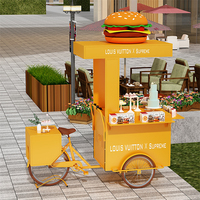 Tricycles mobiles pour la vente de gâteaux pour boulangerie, chariot mobile à 3 roues avec auvent