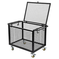 Chariot de rangement pour équipement sportif JH-Mech, roues, noir mat, cage verrouillable avec poignée surélevée, métal, chariot à roulettes pour le basketball