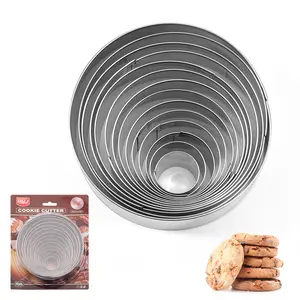 Cortador de donuts em aço inoxidável 18/8 moldes redondos para biscoitos e biscoitos conjunto de 14 peças para ferramentas de cozimento e pastelaria
