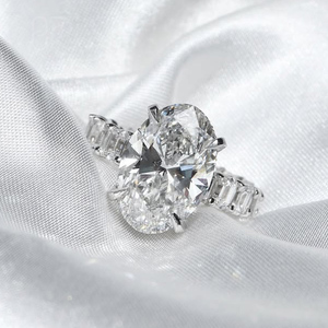 IGI Certified Oval VVS Lab Grown Diamond Side Stones <b>Ring</b> Luxury Custom 925 <b>Silver</b> CVD Lab Created Diamond Fine Engagement <b>Ring</b> - Product Image 2