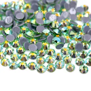 Pujiang Yantuo क्रिस्टल SS6/SS16/SS20 ग्रीन peridot अटल बिहारी स्ट्रास हॉटफिक्स Flatback ग्लास Rhinestones