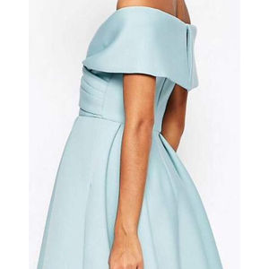 النساء الخامس الرقبة وصيفة الشرف فساتين جيوب قبالة الكتف الزفاف حزب اللباس - Product Image 2