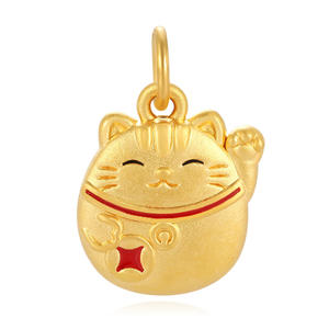 Or dur 24 carats en or pur signifie que l'avenir est brillant pendentif en forme de chat porte-bonheur pendentif en or pur accessoires de bijoux haut de gamme - Product Image 1