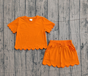 GSSO31876 Conjunto de Ropa Infantil Personalizado al por Mayor para Niña, Estampado Rosa Intenso, Verano, Manga Corta - Product Image 6