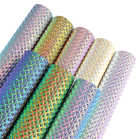 Cuir PU métallisé holographique à motif diamant gaufré pour chaussures de golf d'extérieur, sacs, textiles de maison et accessoires de canapé