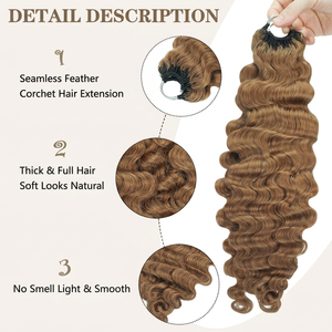 Cabello Humano Rizado Birmano de Doble Trama FH con Nudos Milagrosos para Crochet # Extensiones de Cabello Humano con Punta de Pluma de 30 Colores para Crochet - Product Image 2