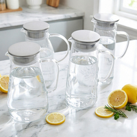 Carafe en verre borosilicate de style nordique avec couvercle filtrant et poignée transparente pour boissons glacées et eau chaude