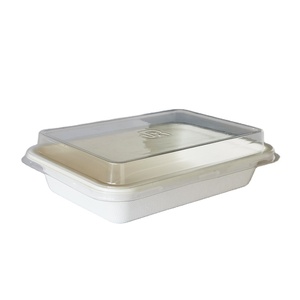100% Biodegradable Disposable Food Grade Bagasse Container Take Away Salad Bowl Eco Friendly Square Shape Box With Lid