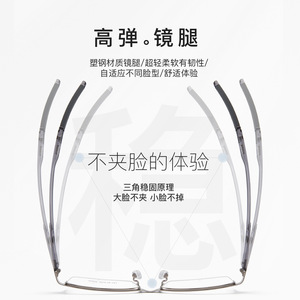 Lunettes de vue unisexes Danyang, demi-monture rectangulaire, verres en acrylique, branches légères en plastique et acier, flexibles et ajustables - Product Image 1