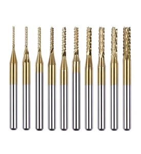 Mata bor kayu karbida padat untuk ukiran <span class=keywords><strong>CNC</strong></span> 3.175mm batang bentuk jagung <span class=keywords><strong>Router</strong></span> Bit Altin dapat disesuaikan ODM untuk pengeboran PCB - Product Image 4