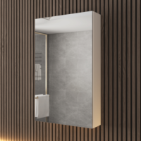 Miroir de maquillage intelligent LED rectangulaire mural moderne et étanche avec armoire de rangement
