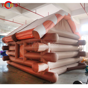 Tente gonflable de maison en bois de vacances Château de fête du joyeux père Noël pour des célébrations joyeuses - Product Image 4