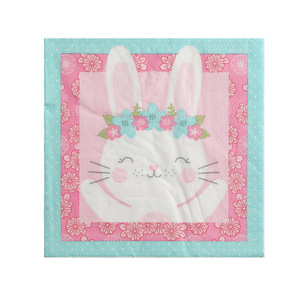 Printed Rabbit Shaped Paper Napkins 33x33cm Easter Party Disposable Tableware <b>Decorations</b> - Product Image 5