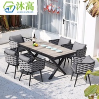 Ensemble de salle à manger d'extérieur moderne en aluminium de 9 pièces corde de table extensible en céramique pour salon/cour mobilier d'extérieur d'usine