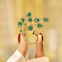 Soldes Exceptionnelles : Broches de Luxe Élégantes en Cuivre Plaqué Or avec Zircon, Motif Animal (Phénix Vert, Paon)