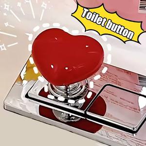 Botón de Inodoro en Forma de Corazón, Pulsador de Agua para Baño, Interruptor de Tanque de Agua, Decoración para Baño, Protector de Uñas - Product Image 1