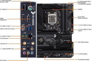 เมนบอร์ด TUF GAMING <span class=keywords><strong>Z590</strong></span> <span class=keywords><strong>PLUS</strong></span> WIFI รุ่นปรับปรุงใหม่ รองรับ ATX LGA1200 สำหรับซีพียู Intel เจนเนอเรชั่น 10/11 พร้อมพอร์ต DP PCIe4.0 และ SATA สำหรับคอมพิวเตอร์ตั้งโต๊ะ - Product Image 5