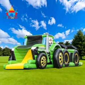 Parcours d'obstacles gonflable Tracteur à succès pour enfants et célébrations sur le thème de la ferme - Product Image 1