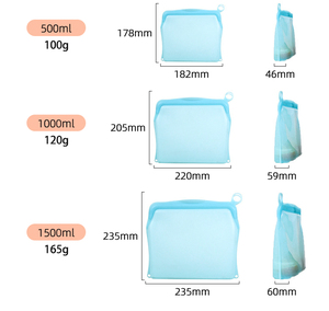 Sacs de conservation alimentaire en silicone réutilisables, pliables et autoportants, personnalisés OEM/ODM, 500ml/1000ml/1500ml, étanches et adaptés au congélateur - Product Image 3
