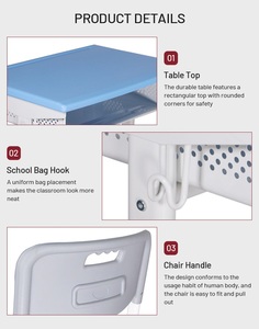 Meubles d'école modernes personnalisés, ensemble bureau et chaise pour salles de classe moyennes, construction en acier/MDF/plastique, modèle personnalisé PT-307A - Product Image 4