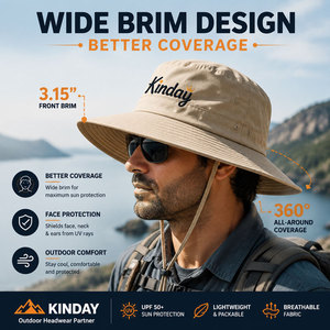 Chapeau Bob Unisexe Personnalisé OEM UPF 50+ à Large Bord, Respirant, en Coton, avec Sangle Mentonnière, Idéal pour la Pêche, la Randonnée et les Fêtes en Extérieur, Brodé - Product Image 2