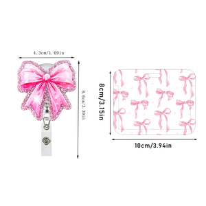 Badge à paillettes en acrylique transfrontalier avec attache bouton, support de carte horizontal et porte-cartes en plastique à ouverture par pression - En stock - Product Image 1