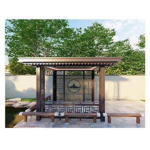 Pavillon extérieur moderne autoportant en aluminium avec toit à lames orientables imperméable pour villa et jardin - Product Image 1