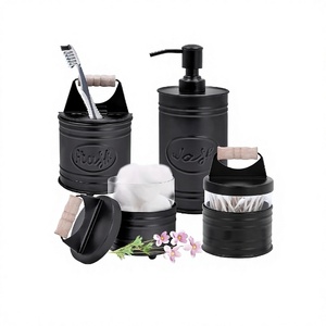 Bathroom Accessories Set 4 Black Farmhouse Soap Dispenser <b>Toothbrush</b> <b>Holder</b> Bathroom Decor Farmhouse Bathroom Accessories Set - Product Image 1