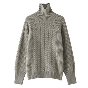 Nuevo diseño Dazy de punto de Cable al por mayor cuello alto suéter de 100% Cachemira de las mujeres - Product Image 6