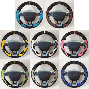 Hand-stitched Orange Black Artificial Leather Car <strong>Steering</strong> Wheel Cover for <strong>Lada</strong> Vesta Xray - Product Image 2