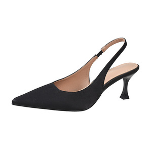 8665-2 scarpe da donna stile francese in <span class=keywords><strong>raso</strong></span> nero tacchi sottili <span class=keywords><strong>sandali</strong></span> tacco alto - Product Image 5
