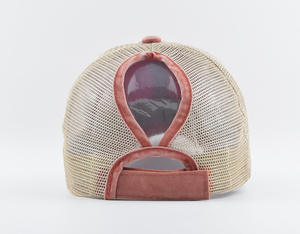 Wholesale Women's <b>Light</b> Version Multicolor 6 Panels Baseball Cap New Ponytail Washed <b>Net</b> Cap - Product Image 4