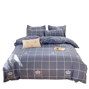 Simple plaid bedding 4-piece home textile sheet and bed cover Double bed cover university student dormitory single 3-piece set